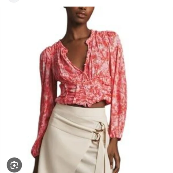 Anthropologie Vibrant Long Skeeve Cropped Blouse New With Tags Size M - Picture 2 of 10